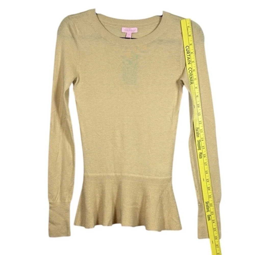 NWT Lilly Pulitzer Aurora Peplum, Wool Sweater, Almond, Sweater, Size Small